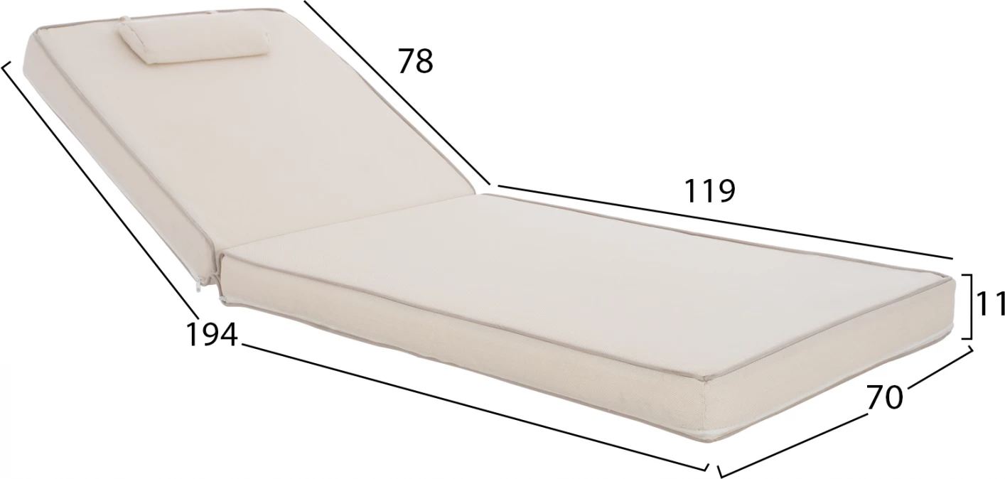 Blazina za ležalnik Textline Sifnos bež FH11237.60T 198(119+1+78)x70x10 cm