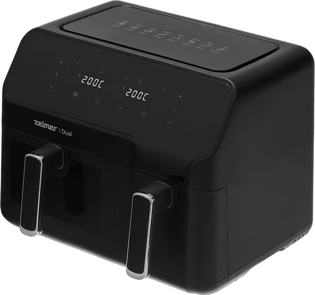 Dvojna friteza na vroč zrak, Zelmer ZAF 9000, 5,5 l + 3,5 l, 2700 W, črna