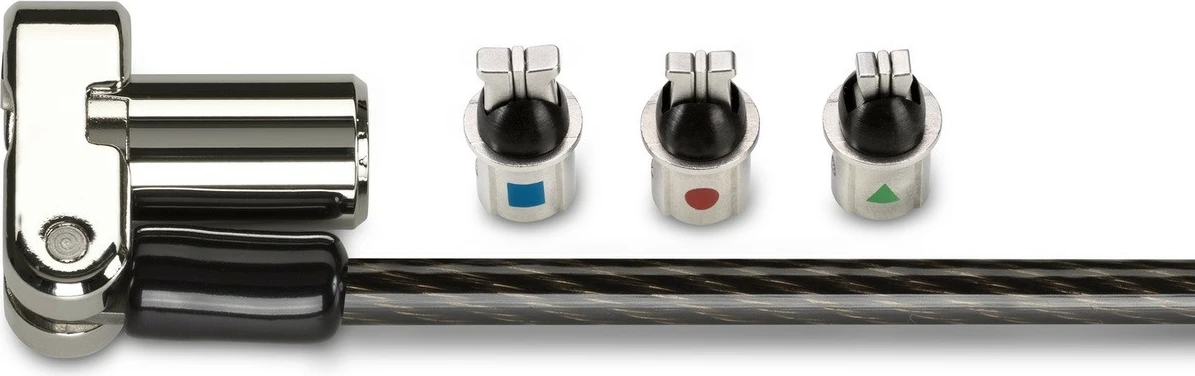 Varnostni kabel Universal 3-v-1 z ključem Kensington, 1,8 m, črn/kovina
