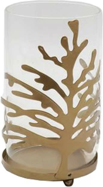 Držalo za male sveče Ember, kovinsko zlat, steklo, 9x9x14 cm