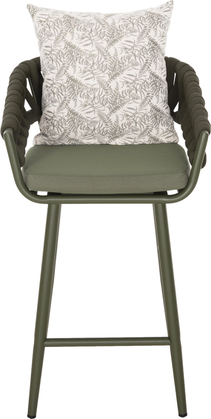 Barski stol aluminij CAMDEN FH6142.09 z naslonom in vzorcem - temno olivna 56x60x108Hcm