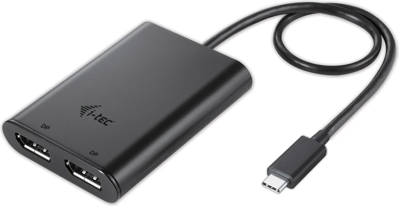 Adapter USB-C, 2x DisplayPort, 4K Ultra HD, črn i-tec