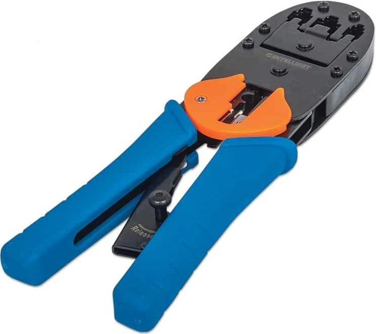 Univerzalne klešče za krimpanje modularnih konektorjev Intellinet, za RJ45, RJ12 in RJ11, črne