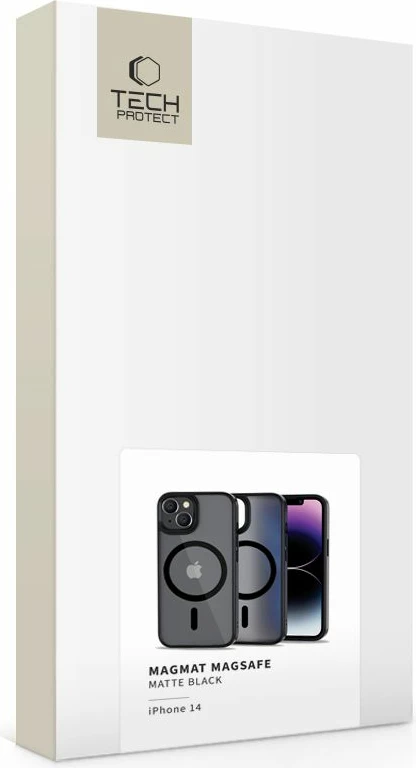 Ovitek Tech-Protect MagMat za iPhone 14, MagSafe, pol-prosojen, črn