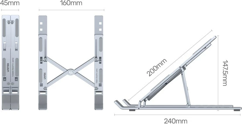 Stojalo za prenosnik UNITEK OT155SL, srebrno