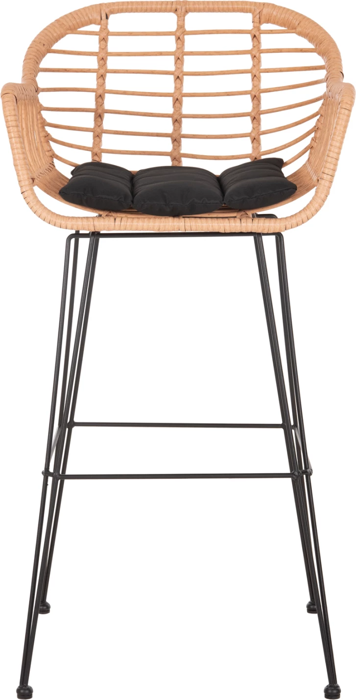 Barski stol (visok sedež) Allegra FH5640.11 p.e. rattan v bež-črni kovini 54x55x108Hcm