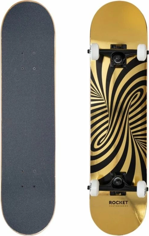 Skateboard, Rocket, za moške, ženske in otroke, črno-zlata