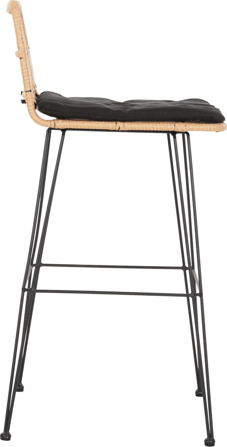 Barski stol za zunaj ALLEGRA FH5452.11 kovina in blazina v črno-bež pletenju 52x51x103H cm