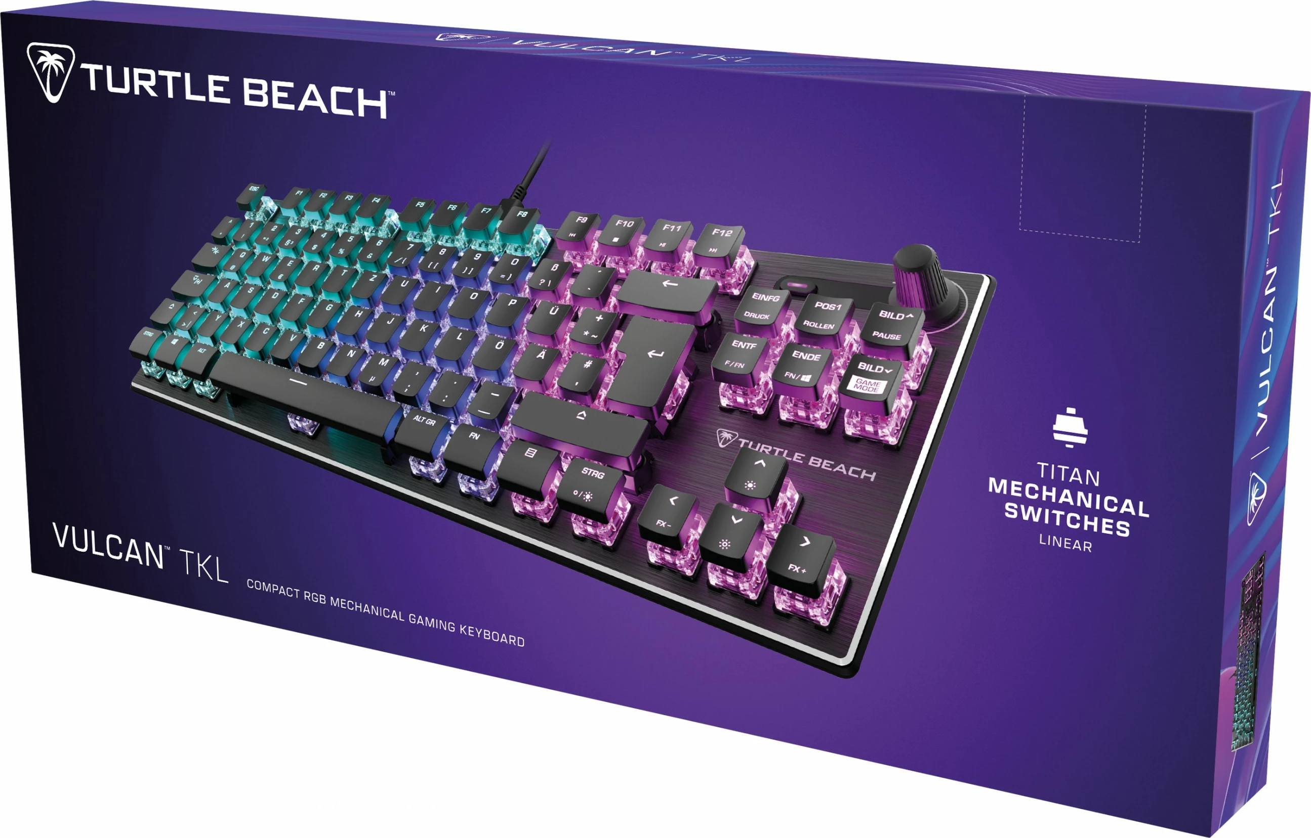 Mekančna tipkovnica Vulcan TKL, RGB, QWERTZ, črna - Turtle Beach