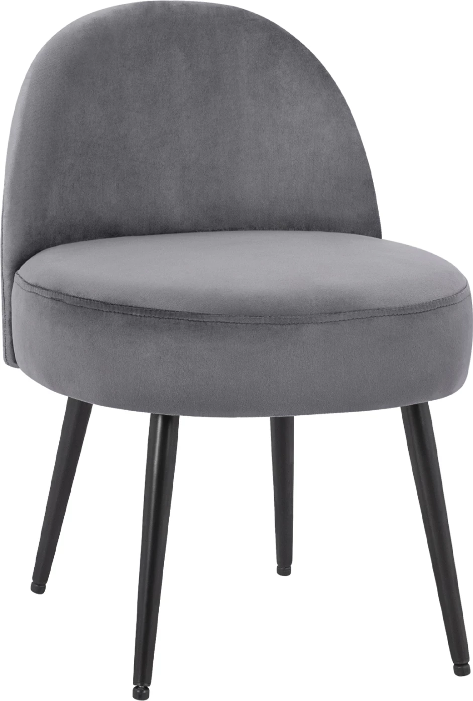 Stol z naslonom Yasmine iz sivega žameta in črnimi nogami FH8395.11 47x43x65cm