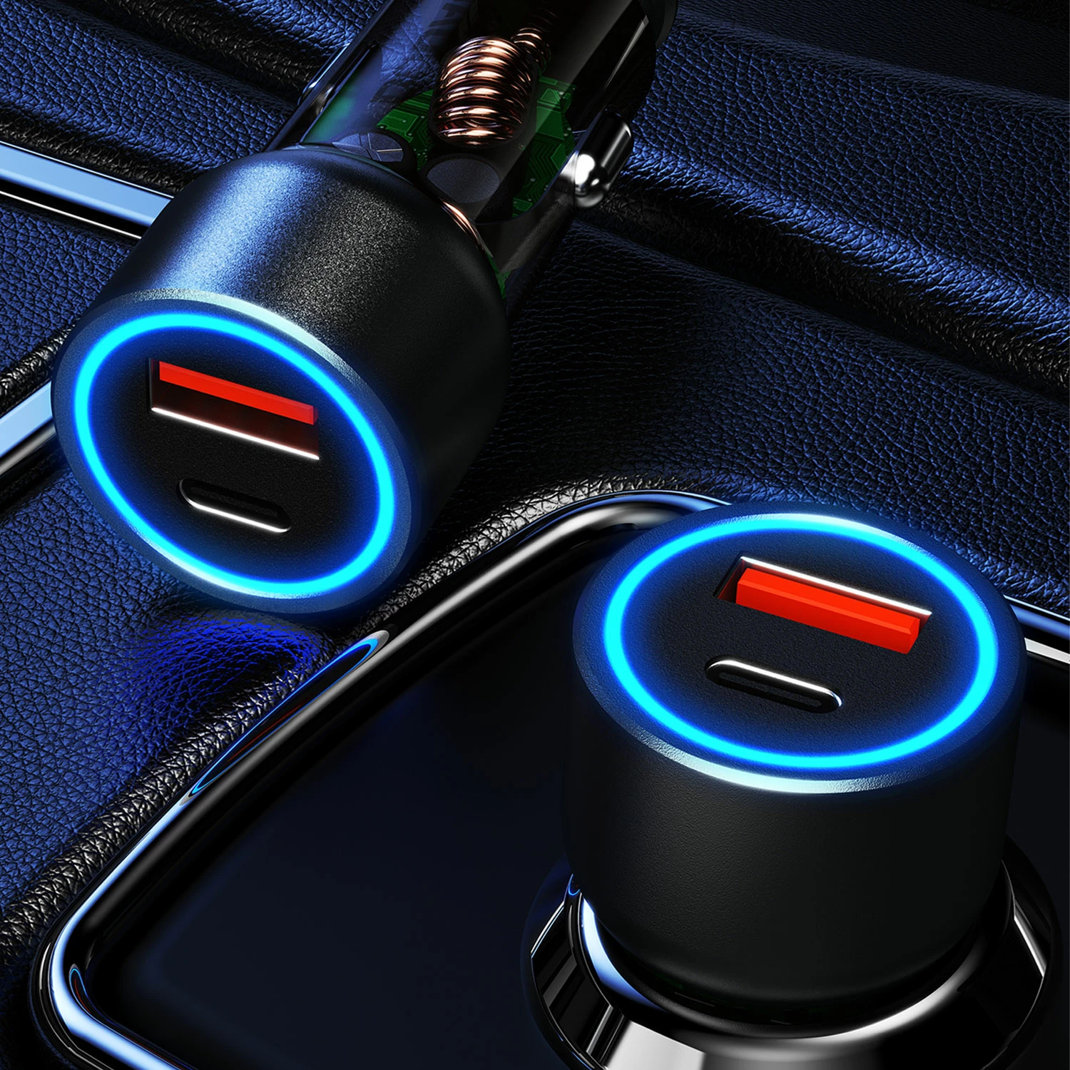 Avtomobilski polnilec 30W, 2 porta USB-A/USB-C, siv, Dudao R4T