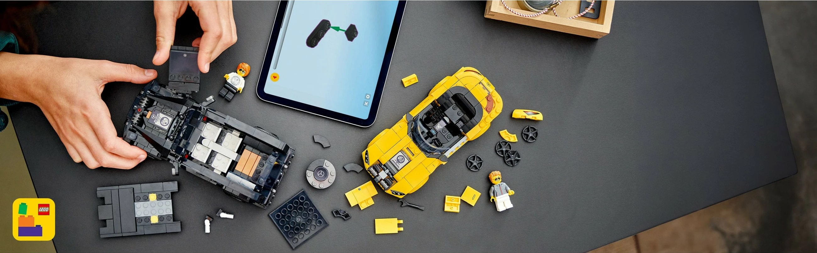 Set gradnje dvoslojni Mercedes-AMG G 63 & SL 63, 808 kosov, večbarvno