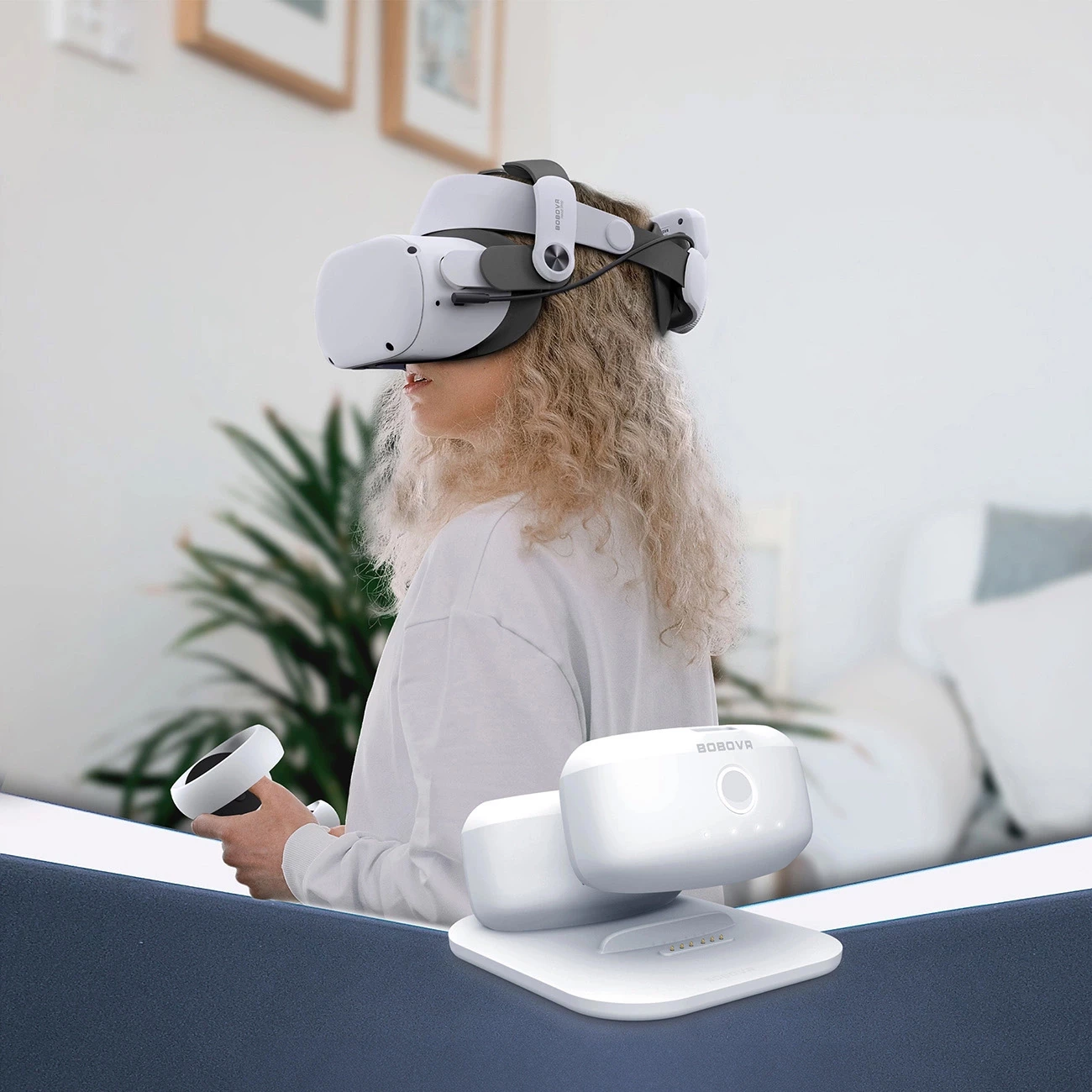 Polnilna postaja za BoboVR B2 baterije BD2, 5200 mAh, za VR naprave, bela