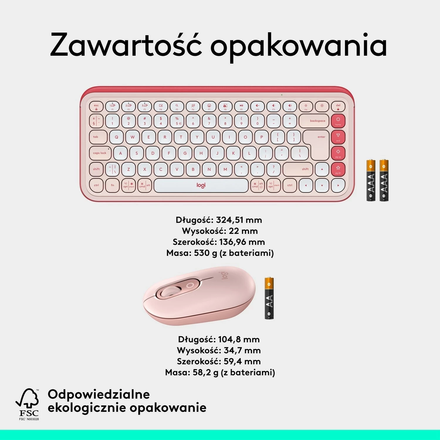 Brezžična tipkovnica in miška POP ICON Logitech, rožnata