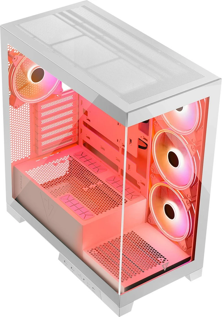 Ohišje MODECOM Volcano Space ARGB, Midi Tower, kaljeno steklo, belo