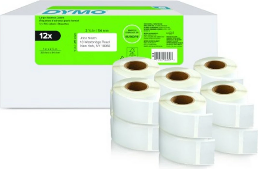 Nalepke za tiskalnik etiket Dymo LabelWriter 500, 2177563, bele, paket 12 kos