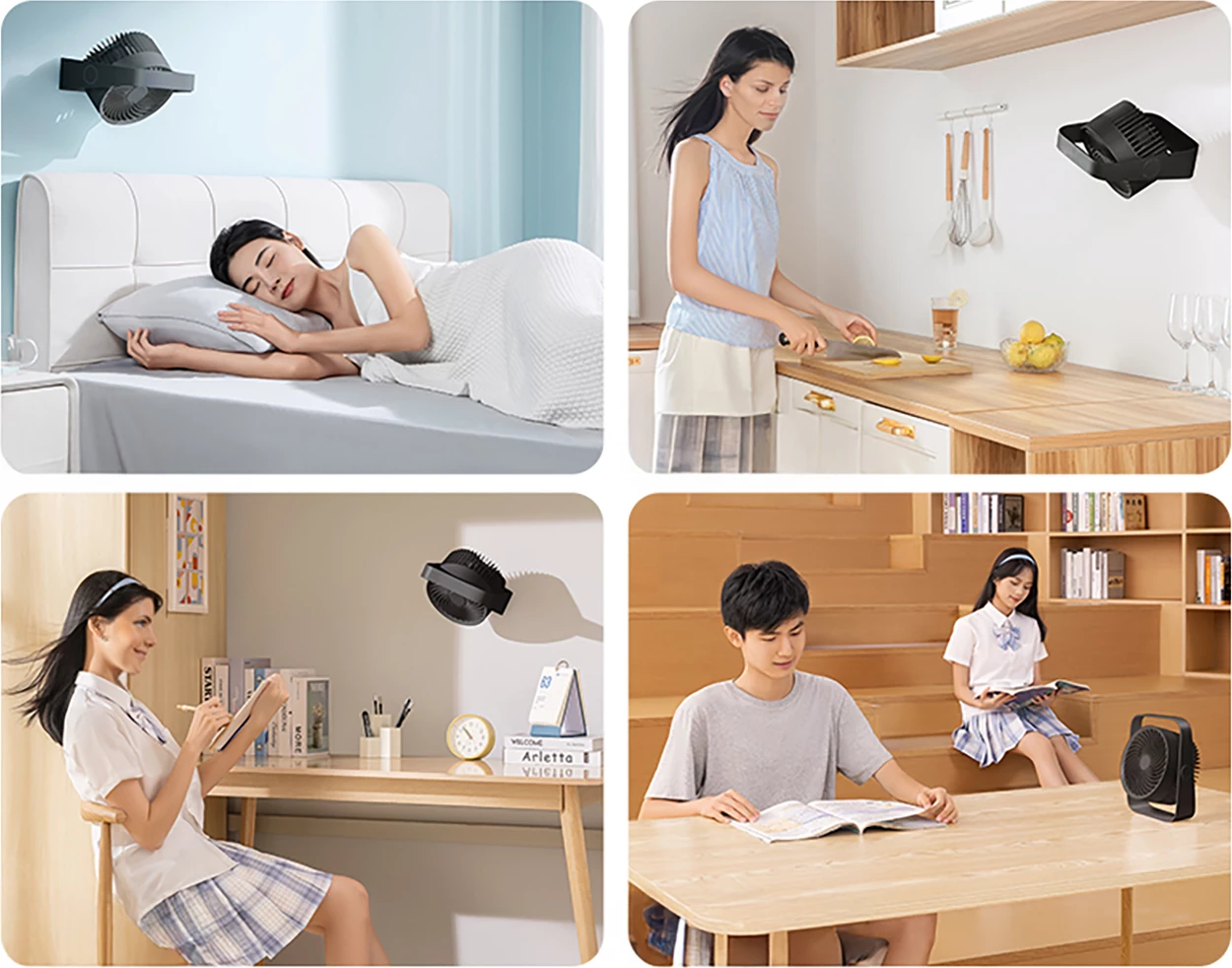 Namizni ventilator z dvema impelerjema Rtako WD0Y6S, 3600 mAh, črn