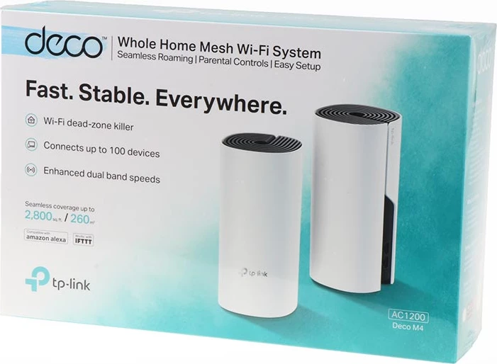 Wi‑Fi mesh sistem TP‑Link Deco M4, AC1200, do 260 m², 2 enoti, bela