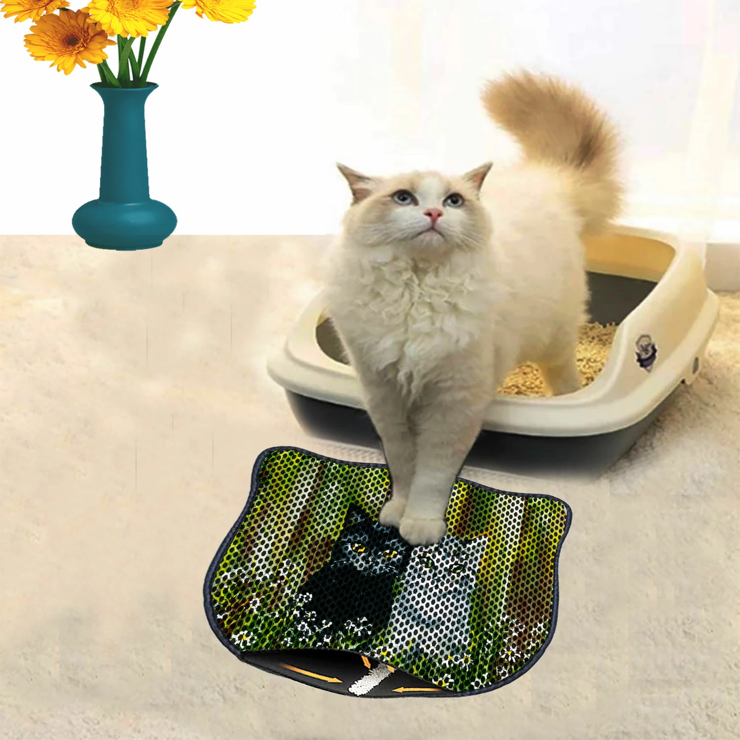 Preproga za mačji pesek, večbarvna, Paws & Whiskers Kdkafa0124, 40 x 50 cm