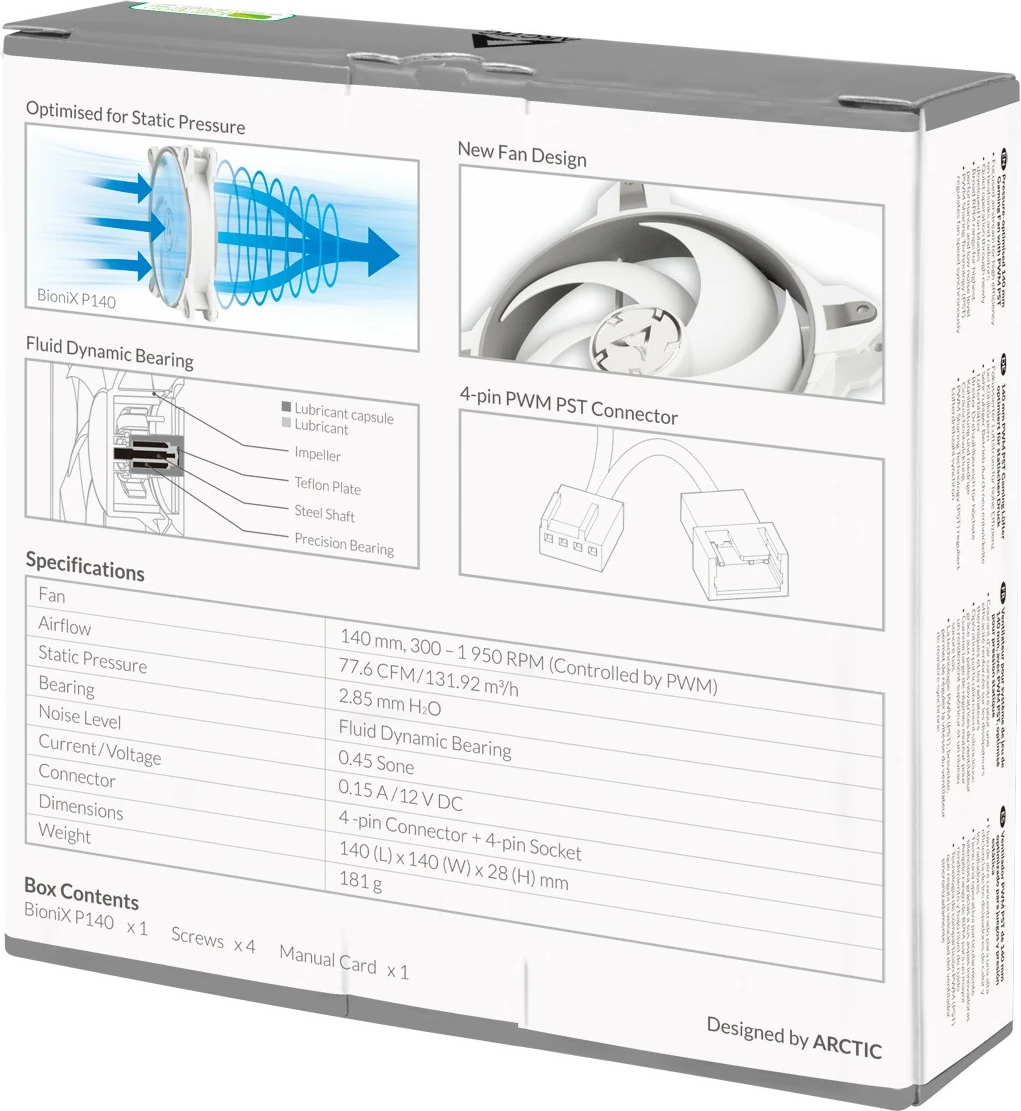 Ventilator za ohišje ARCTIC BioniX P140, 140 mm, PWM PST, siv/bele