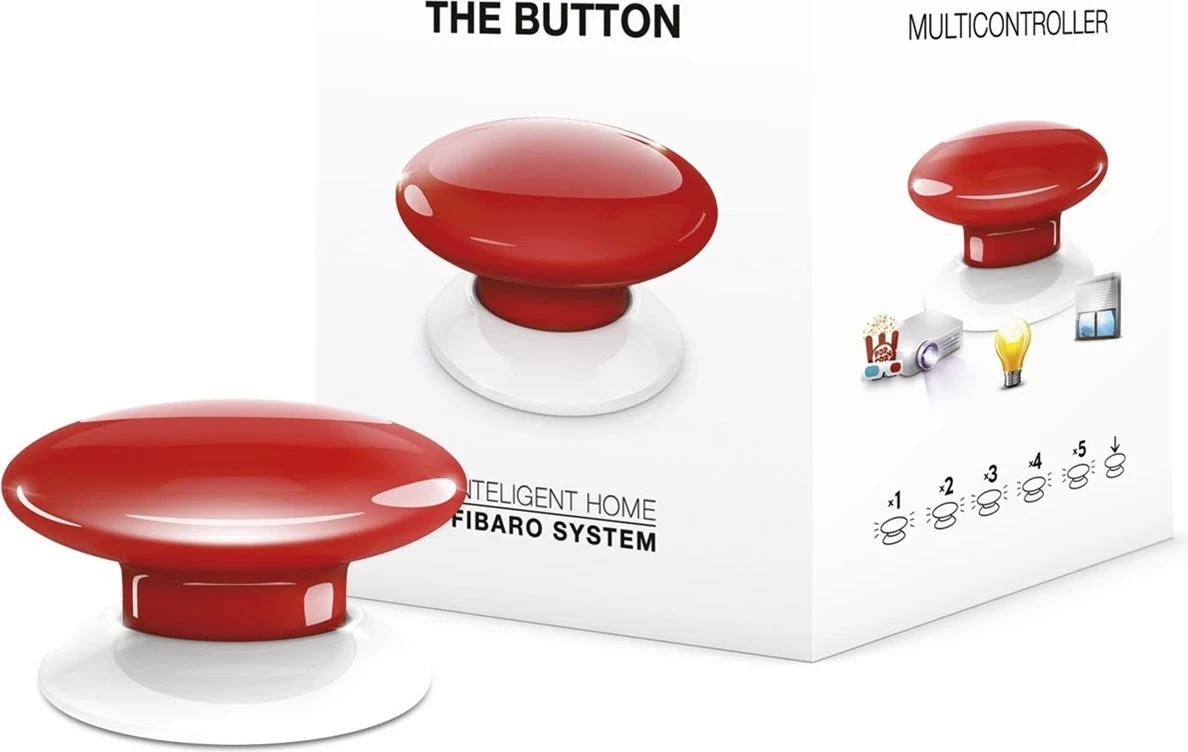 Gumb za paniko, FIBARO, rdeč