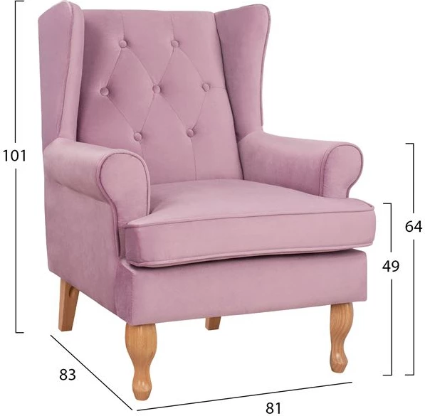 Bergere v lila barvi iz žameta Brandon 81x83x101cm FH3073.12