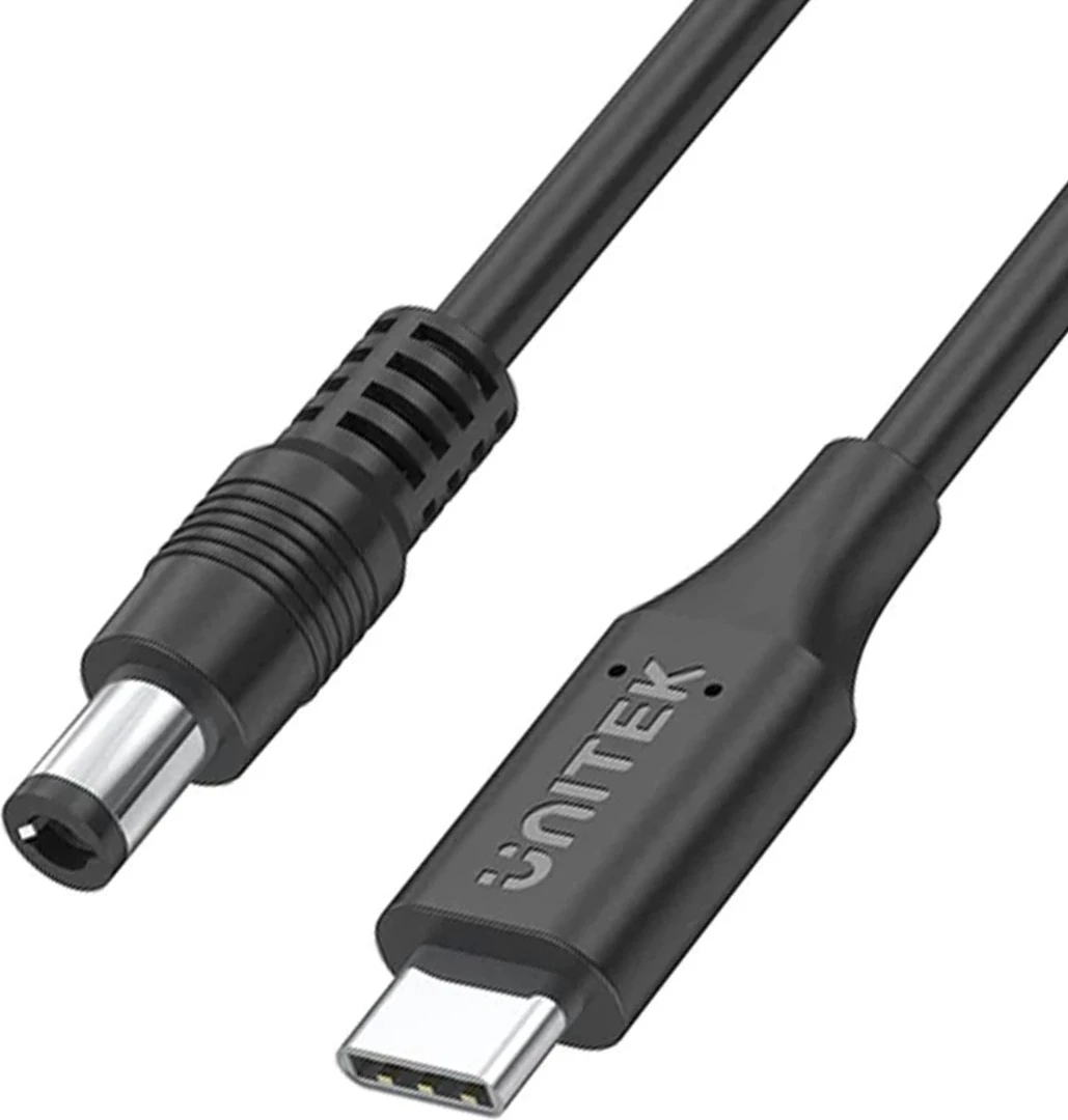 Napajalni kabel za prenosnik, Unitek 65W USB-C na DC5,5, črn (za Acer)