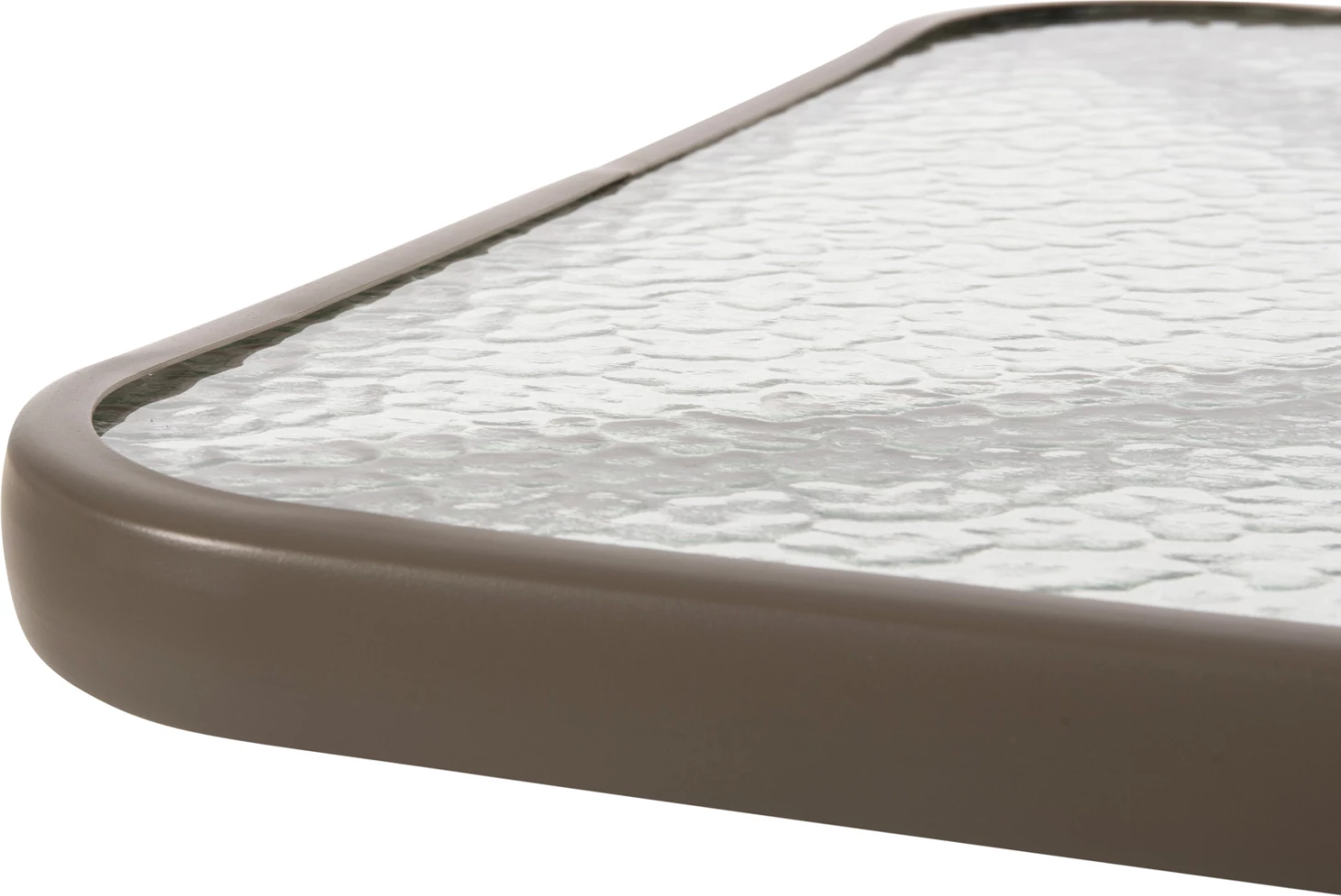 Zunanji kvadratni miza FIGO FH5035.04 v barvi šampanjca kovinsko-steklena plošča 60Χ60Χ70Hcm