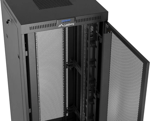 Računalniško ohišje rack 19" 47U 800x800 z perforiranimi vrati in LCD, LANBERG, črno