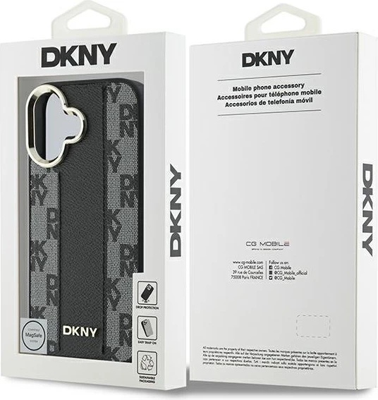 Ovitek za telefon MagSafe, ekološko usnje, črn DKNY za iPhone 16 Plus