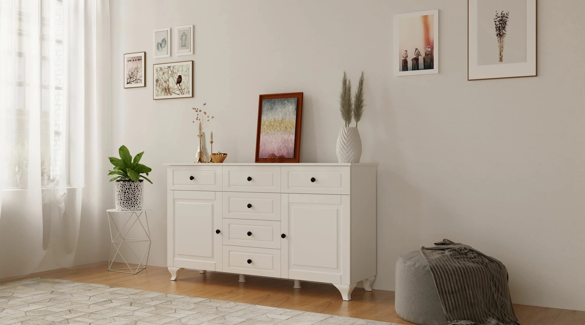 Komoda v mat beli barvi Skye Decor, Rb-025-01