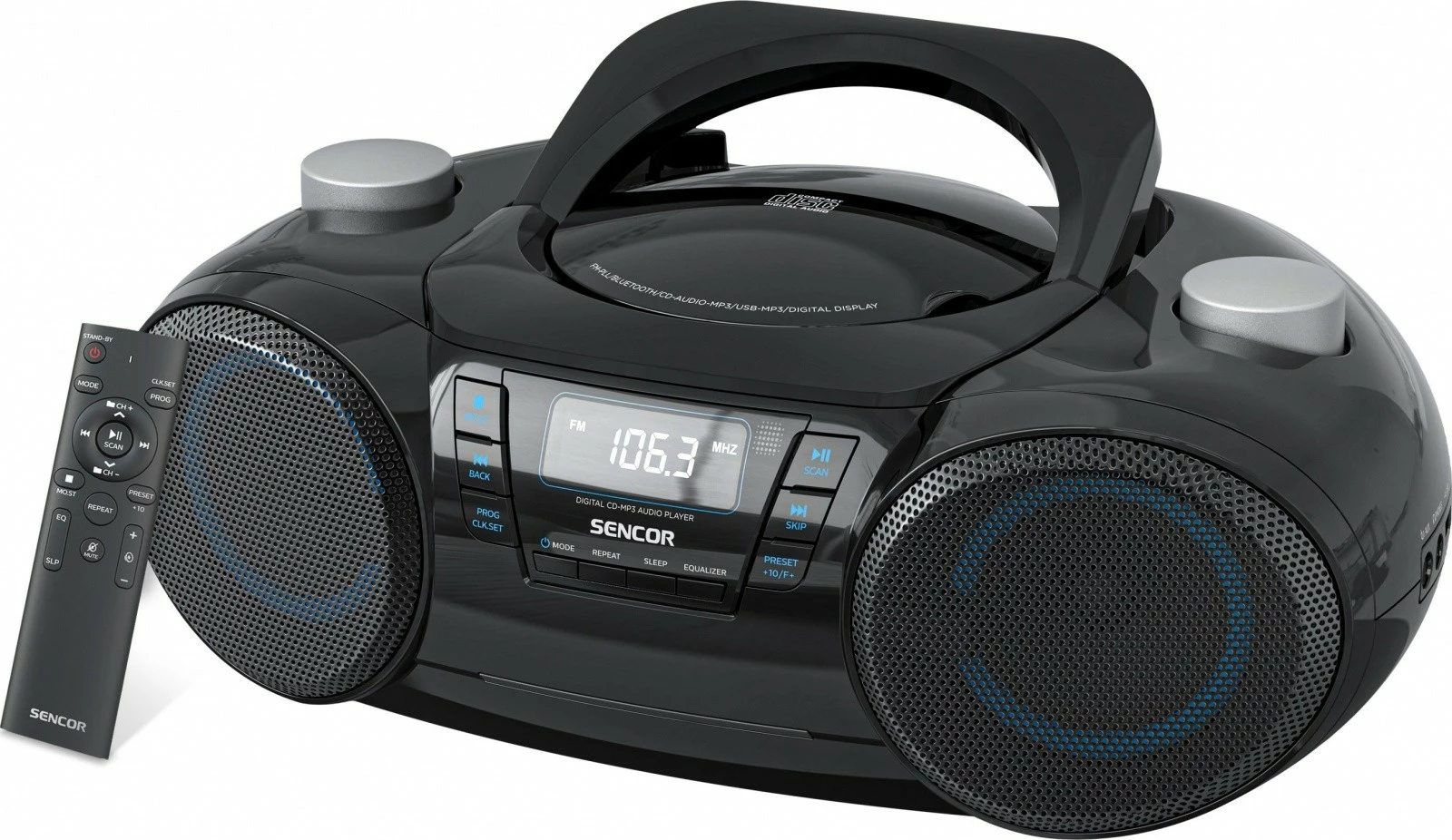 Prenosni boombox Sencor SPT 4710B, CD/MP3/USB/SD, Bluetooth 5.3, FM PLL, 16 W, črn