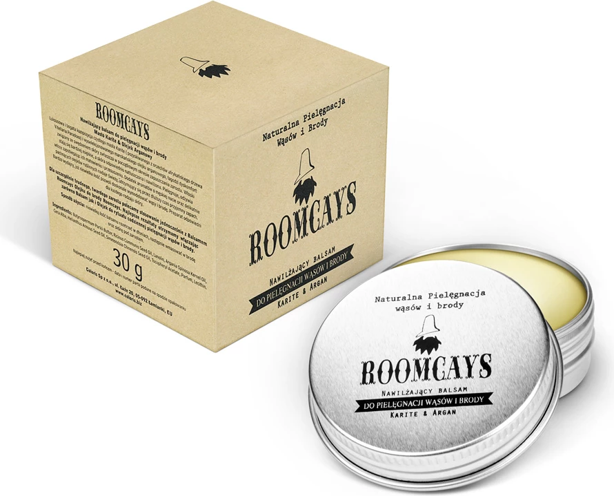 Vlažilni balzam za brado in brke za moške ROOMCAYS, 30 ml