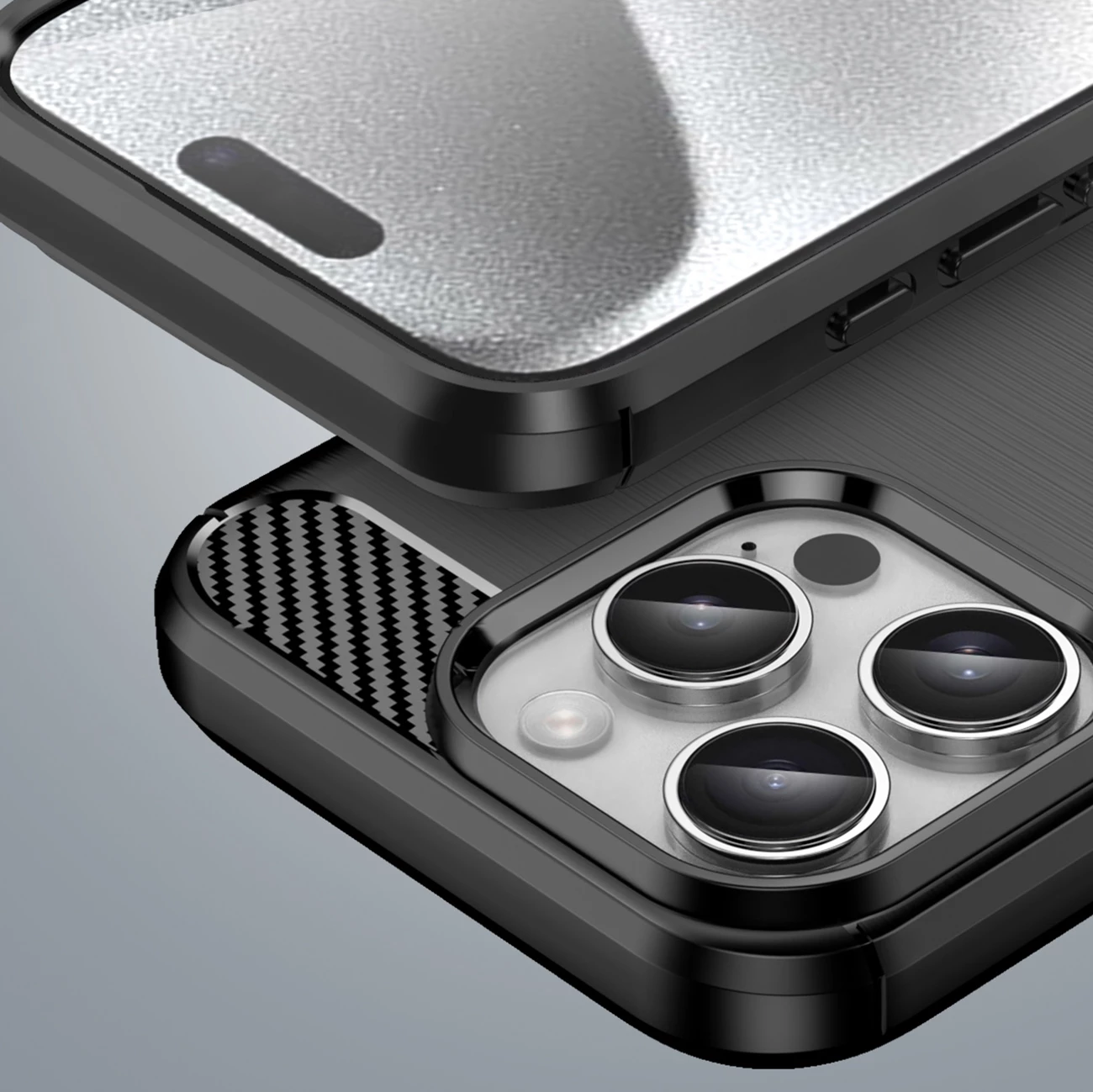 Ovitek Carbon Case za iPhone 16 Pro Max, Hurtel, TPU, črn