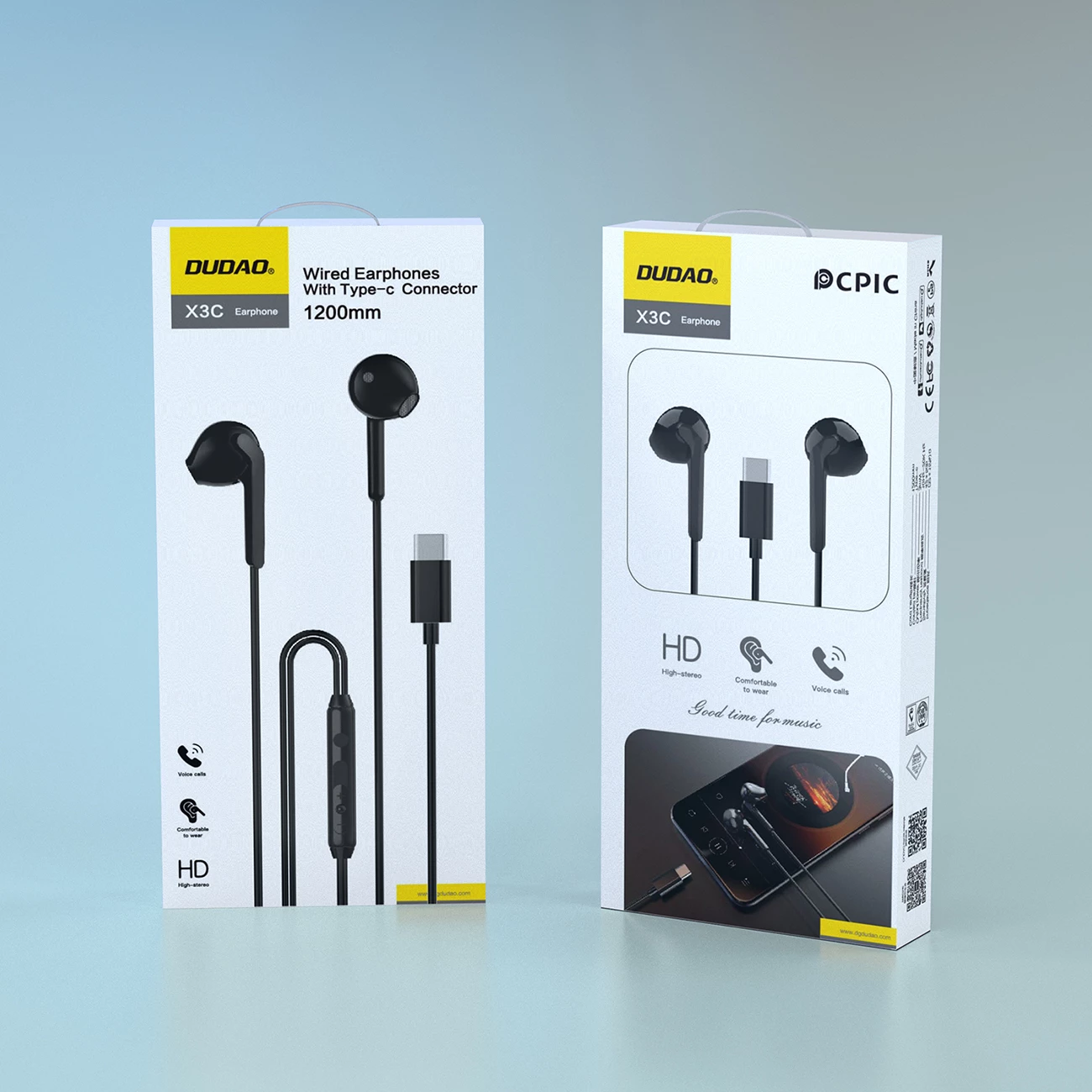 In-ear slušalke z žico, USB-C, 1,2 m, črne, Dudao X3C