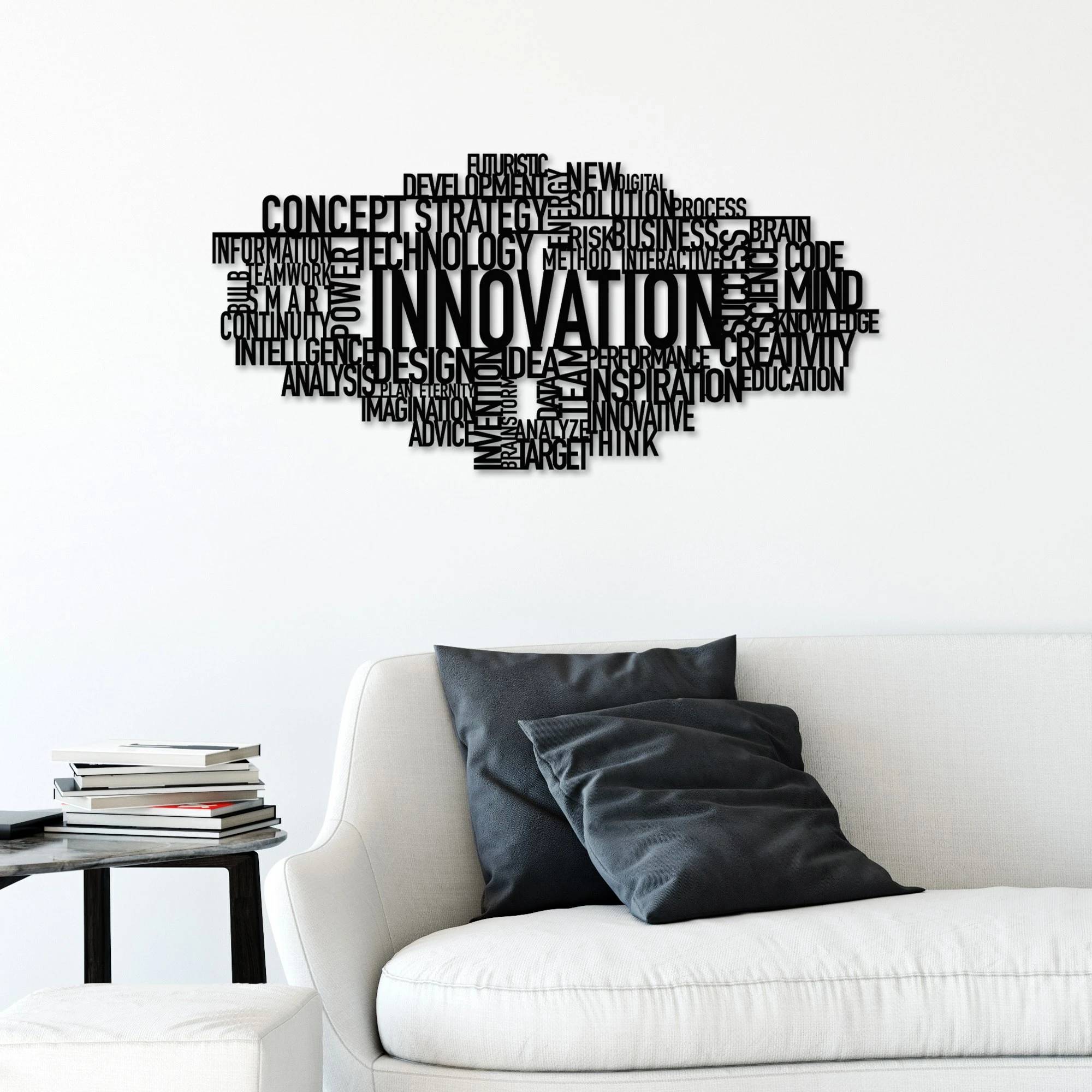 Kovinski stenski dekor Wallity Innovation, črn, 86 x 41 cm