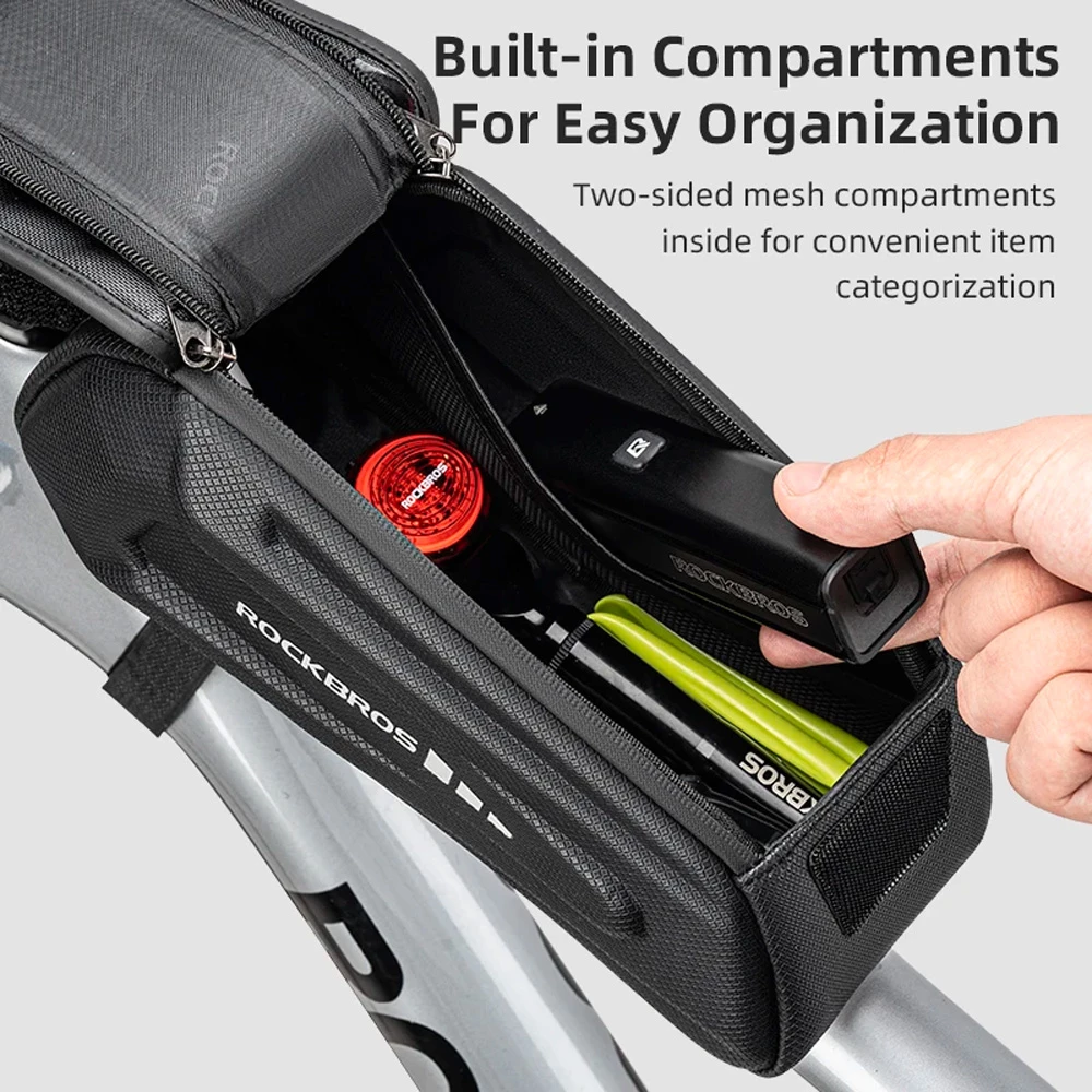 Torba za okvir kolesa z ovitkom za telefon Rockbros 30120064001, 1,7 L, črna
