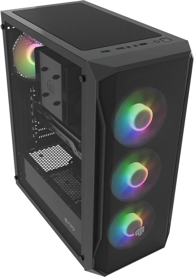 Konzola FURY Shobo SH4F RGB Midi Tower, črn