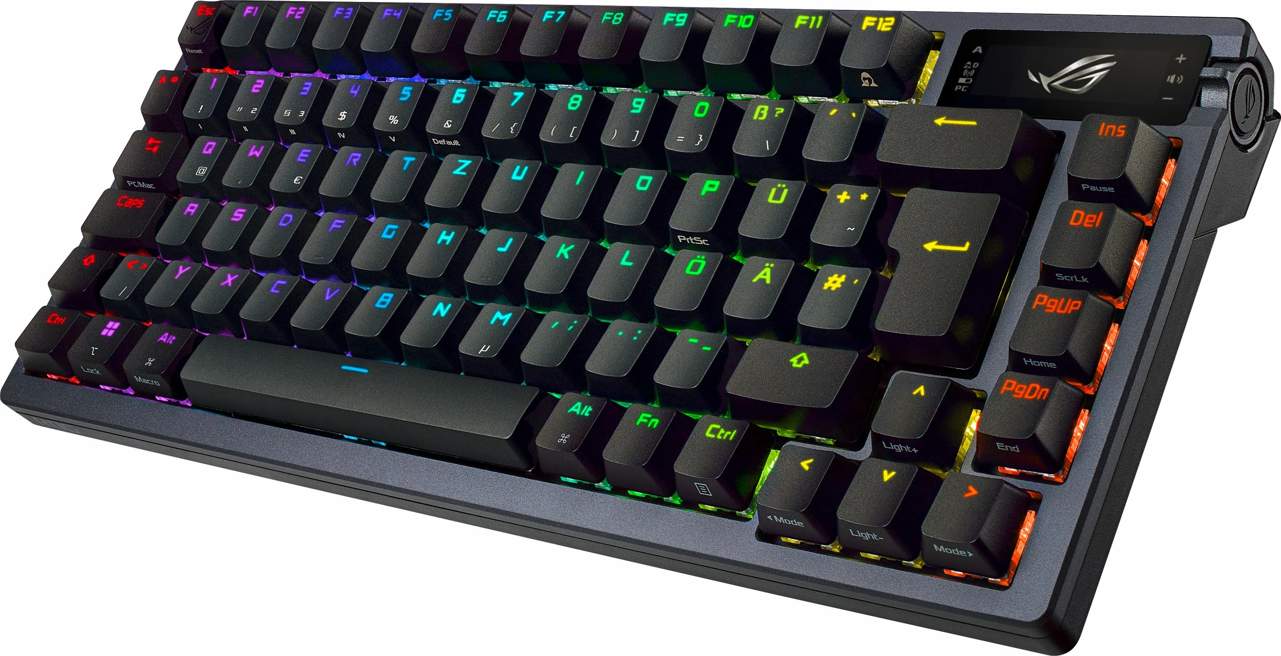 Meka­nična tipkovnica, ASUS ROG Azoth, 75%, RGB, OLED, žična in brezžična, QWERTY, črna