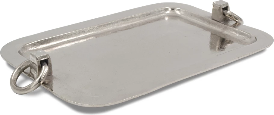 Dekorativni pladenj z ročaji, aluminij, srebrne barve, 46x32x6 cm