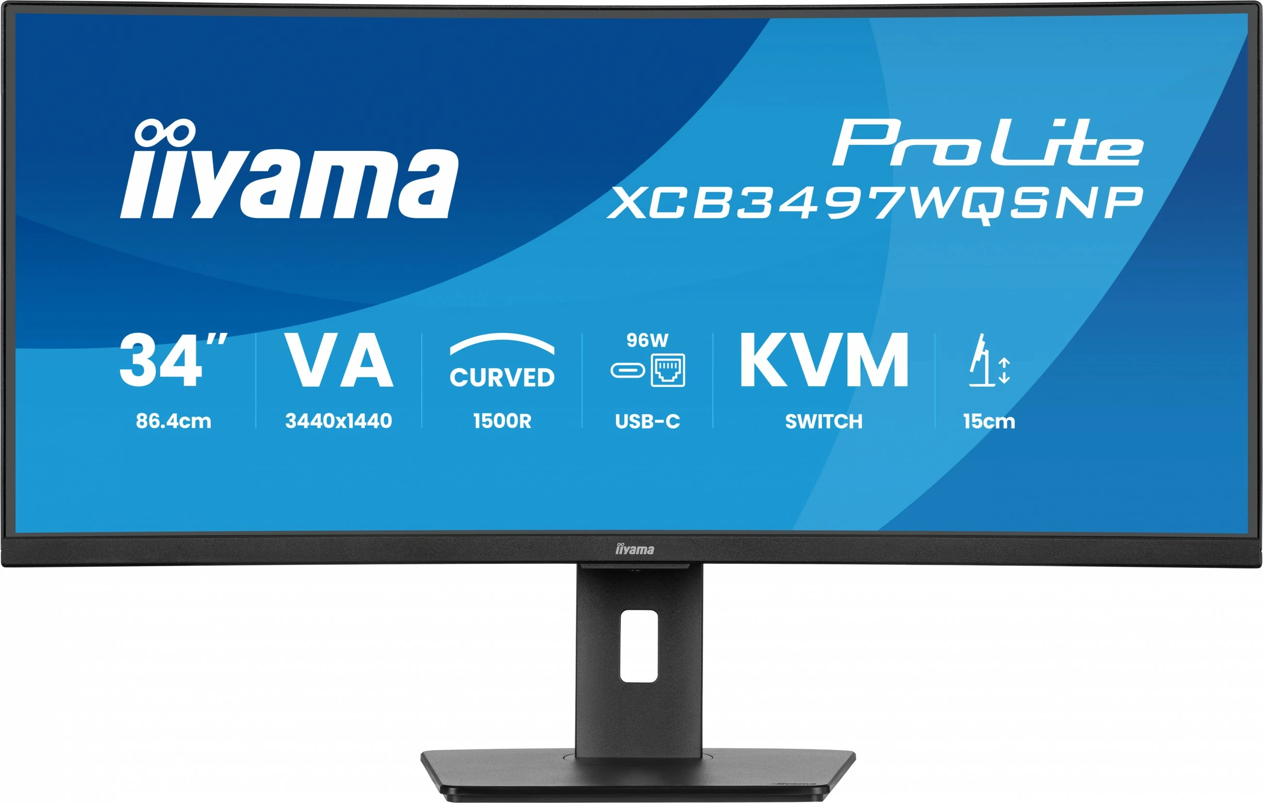Ukrivljen 34" UltraWide Quad HD monitor iiyama ProLite XCB3497WQSNP-B1, LED, črn