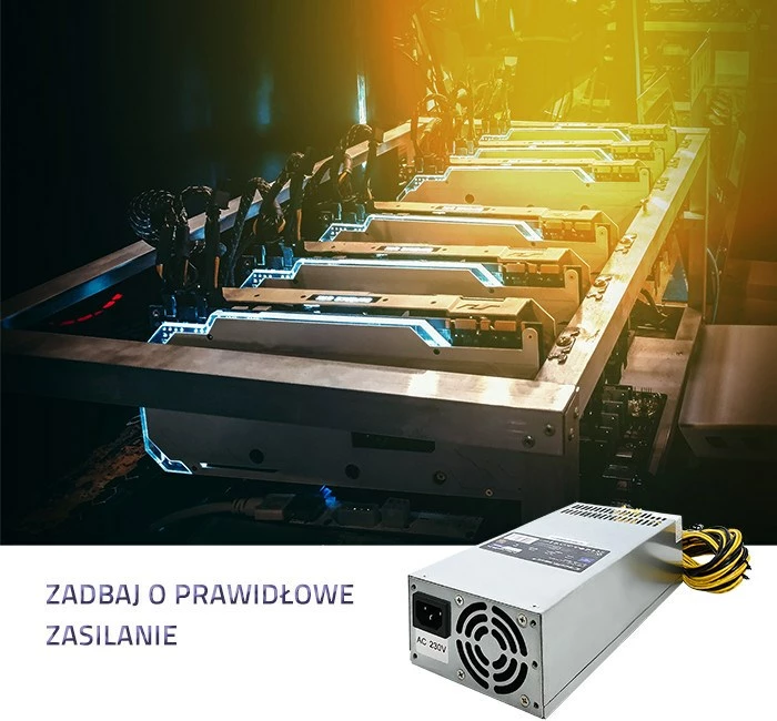 Napajalnik za računalnik 1600 W Qoltec 50177, 80 PLUS Gold, srebrn