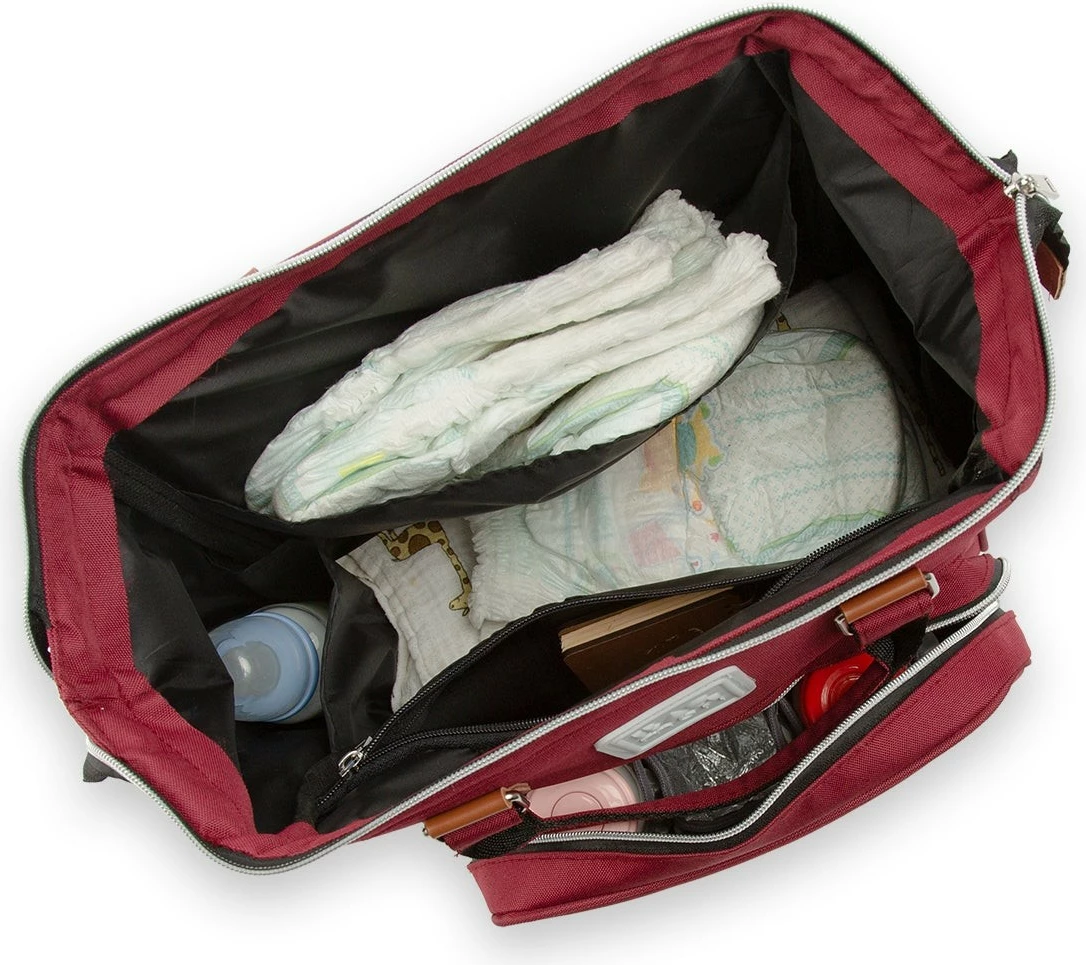 Torba za plenice, Zoozie Bags, temno rdeča, 30 x 38 x 19 cm