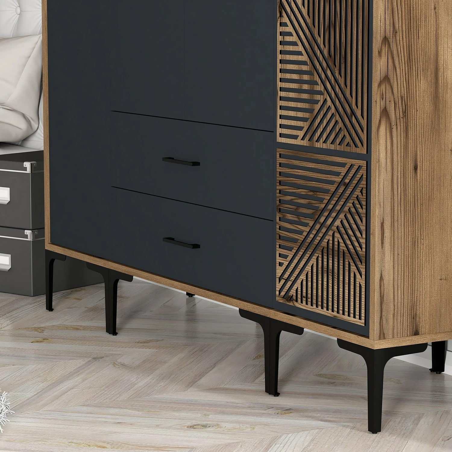 Garderobna omara Skye Decor, oreh in antracit, Kumsal STP