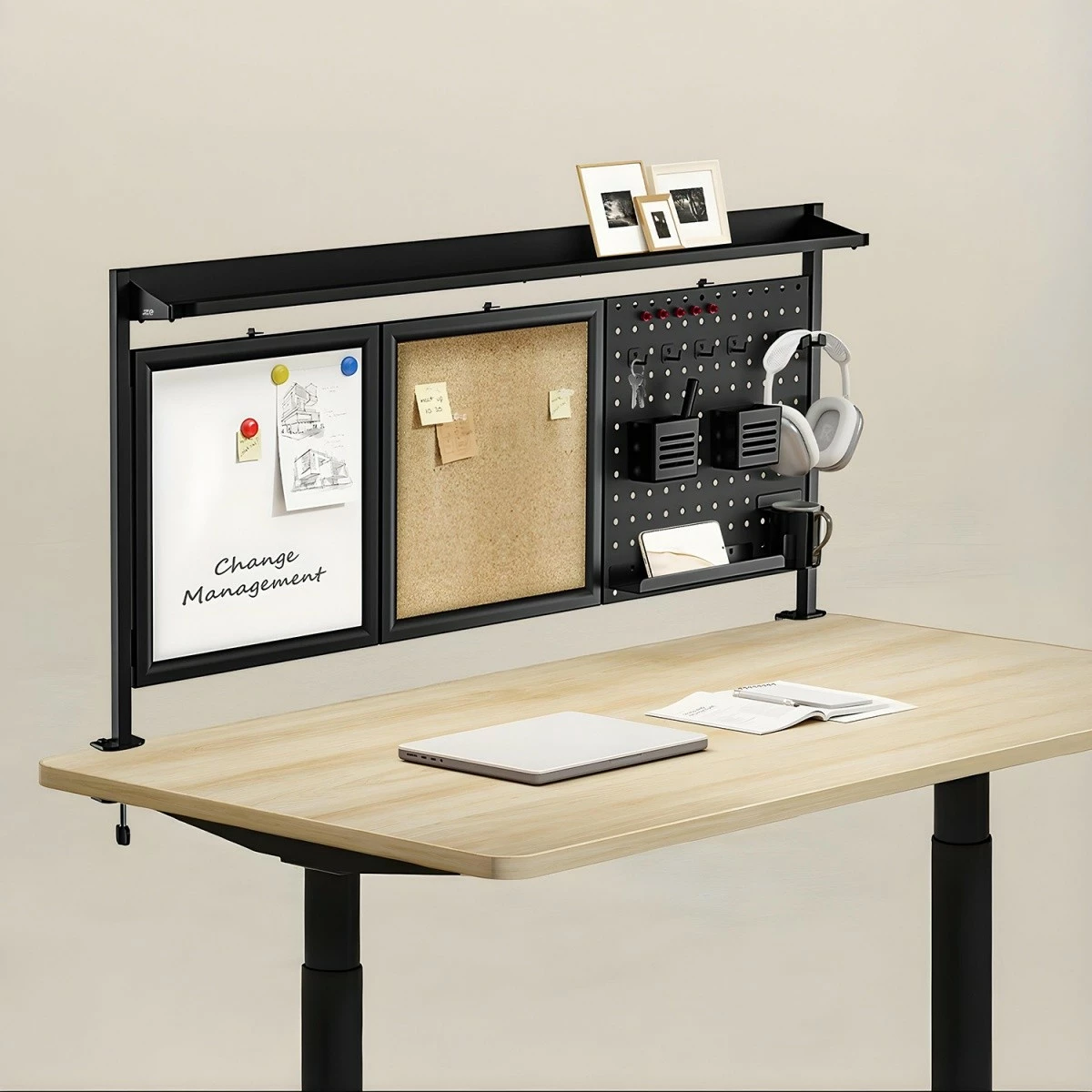 Delilec mize z organizatorjem Ergo Office ER-300B, jeklo, črn