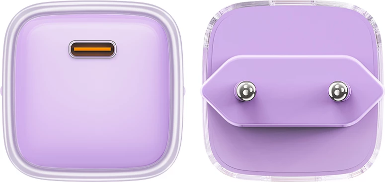 Stenski polnilec, 30 W, GaN, USB-C, z LED zaslonom, Acefast A53, vijoličen