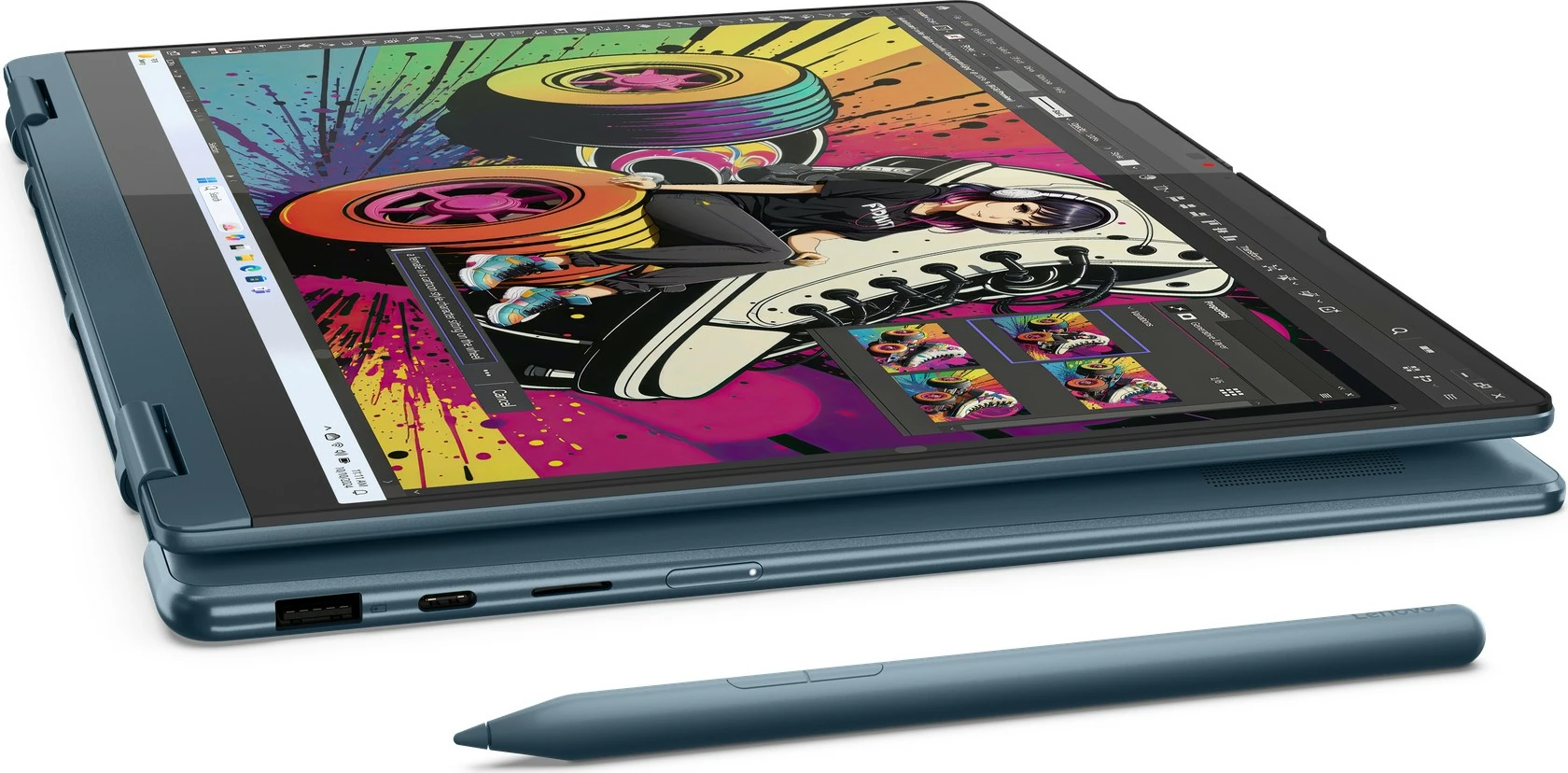 Prenosnik konvertibilen Lenovo Yoga 7 14AKP10, Ryzen AI5, 16GB RAM, 14 inčev, Tidal Teal