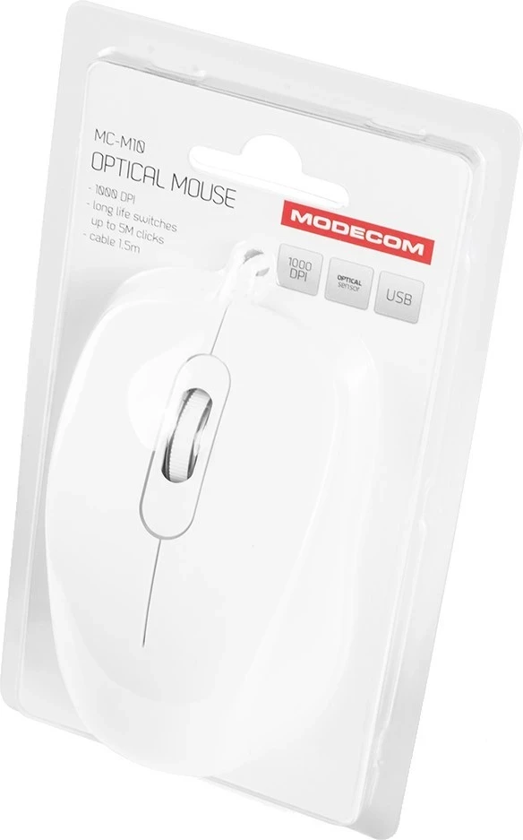Optični žični miš Modecom MC-M10, bel