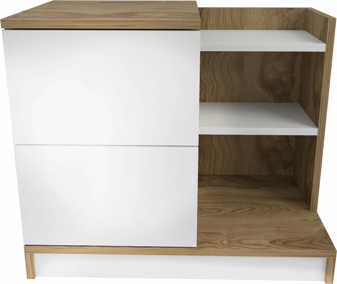 Skandinavska nočna omarica Hanah Home, bela in oreh, Rena