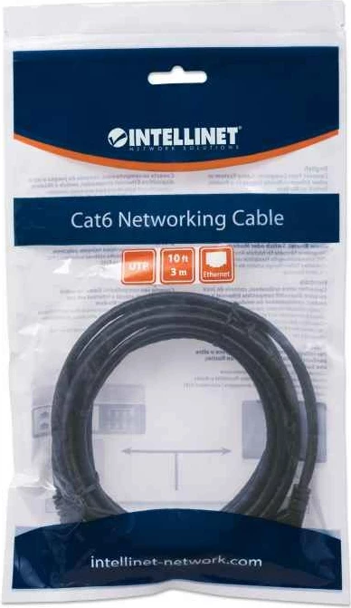Omrežni kabel Cat6, 3 m, črn Intellinet